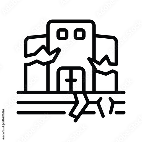 A building with cracks symbolizing earthquake damage or seismic activity