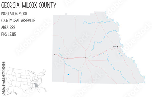 Large and detailed map of Wilcox County in Georgia, USA.