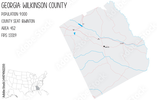 Large and detailed map of Wilkinson County in Georgia, USA.