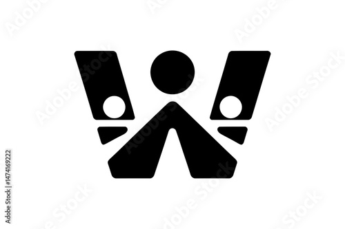 Abstract letter w people logo design modern company