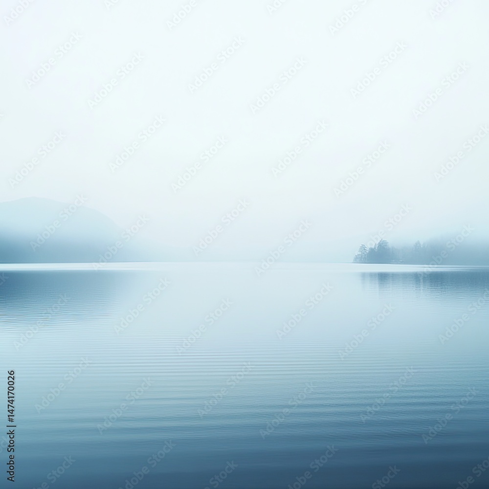 Naklejka premium Misty lake landscape