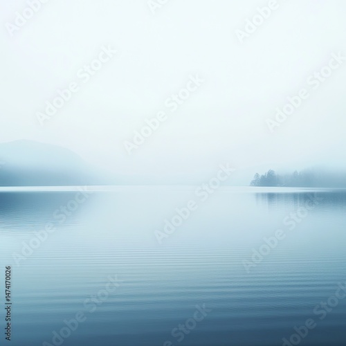 Misty lake landscape