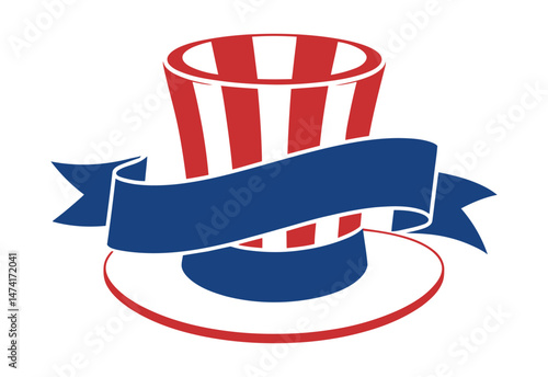 Patriotic Uncle Sam Hat Icon USA Independence Day Vector Illustration