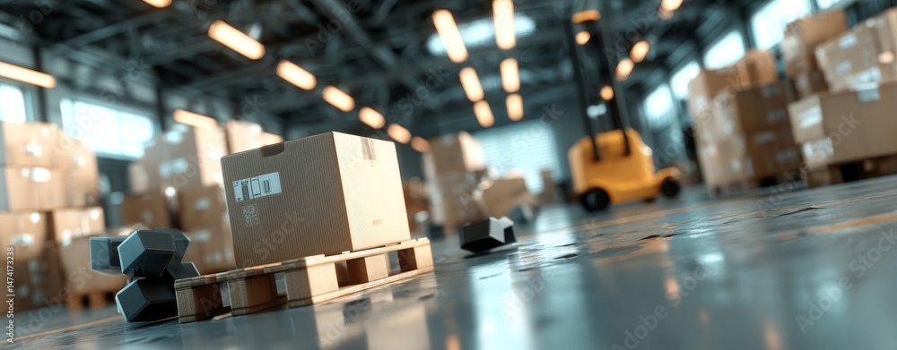 Obraz premium A modern warehouse setting is characterized by the use of digital twin technology, holographic supply chain models, and immersive virtual environments