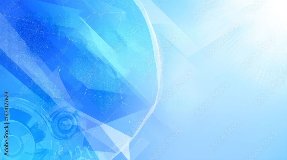 An abstract blue digital background provides the setting for a futuristic representation of modern technology and innovation, featuring gears and digital data connections An abstract blue digital background provides the setting for a futuristic representation of modern technology and innovation, featuring gears and digital data connections
