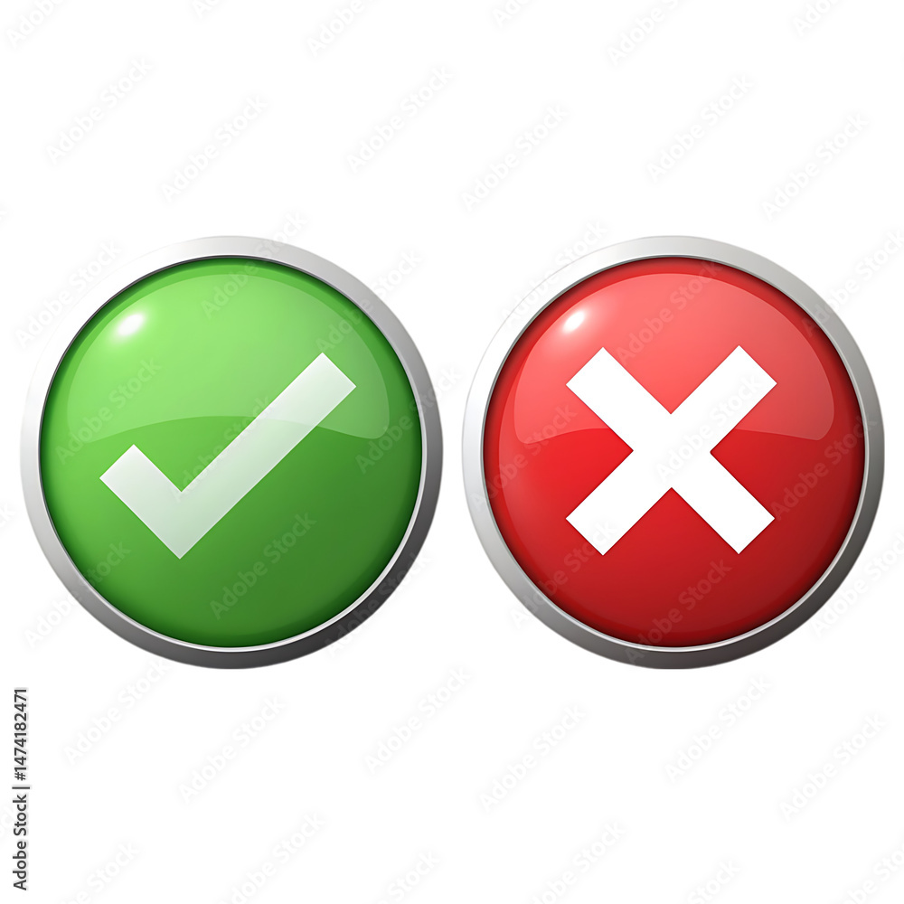 Green Check Mark Red X Buttons Green Check Mark Red X Buttons