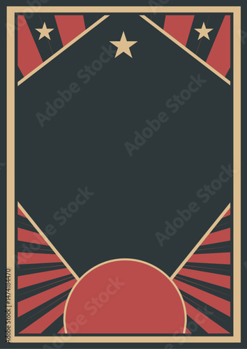 Retro Propaganda Poster. Stilisierte Sonnenstrahlen und Copyspace