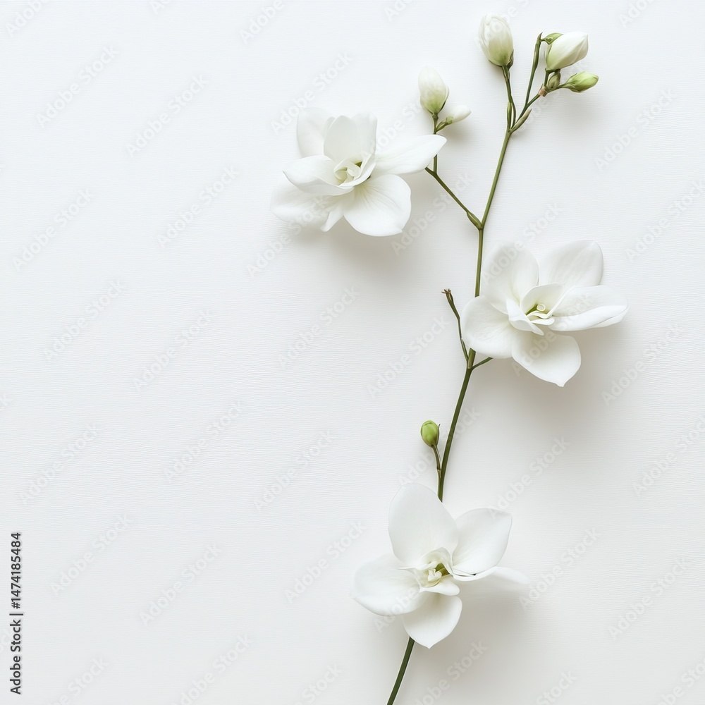 Obraz premium Delicate white orchid stem