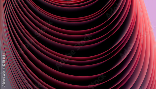 Abstract maroon waves in 3D digital art illustration