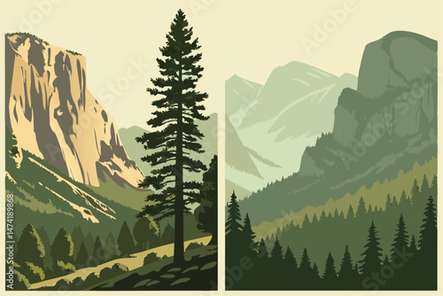 144 scenic california landscapes, misty pine forests, volcanic mountains, natural landscapes, cinematic dramatic lighting, digital art, 8K resolution