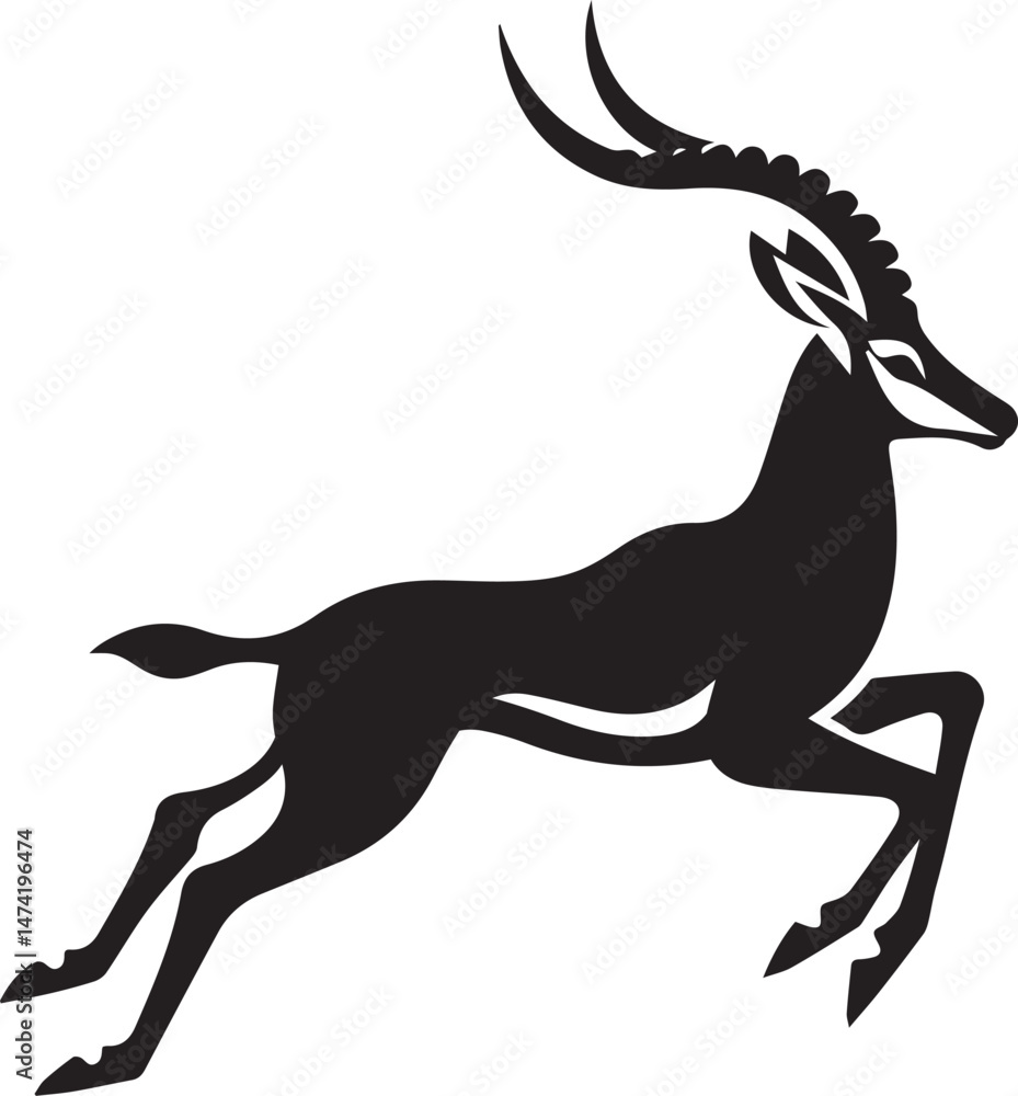 Obraz premium Running Antelope Silhouette Vector Set – Wildlife Animal Motion Illustrations for Logo, Design, and Decor