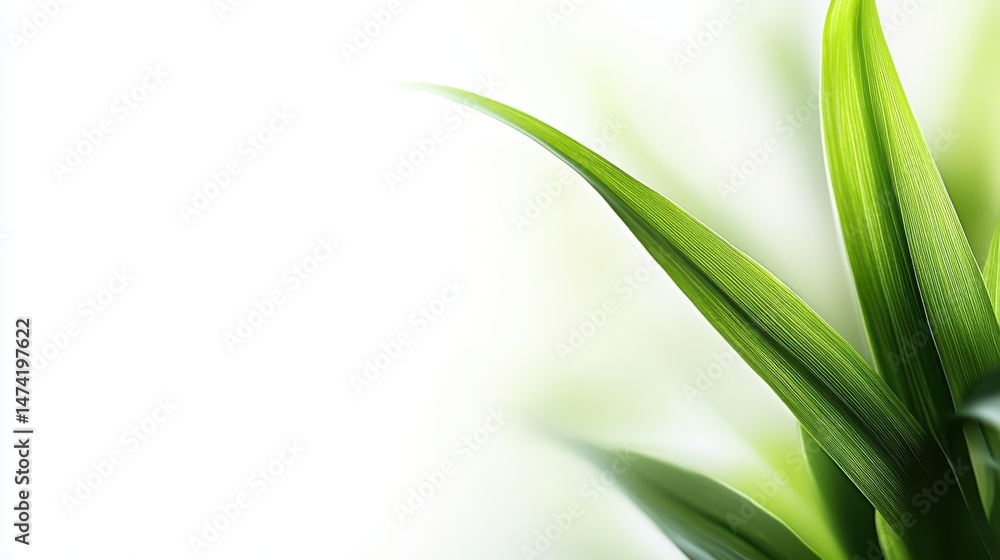 Vibrant green plant leaves on blurred white background. Use it for organic food, healthy living and eco designs. Vibrant green plant leaves on blurred white background. Use it for organic food, healthy living and eco designs.