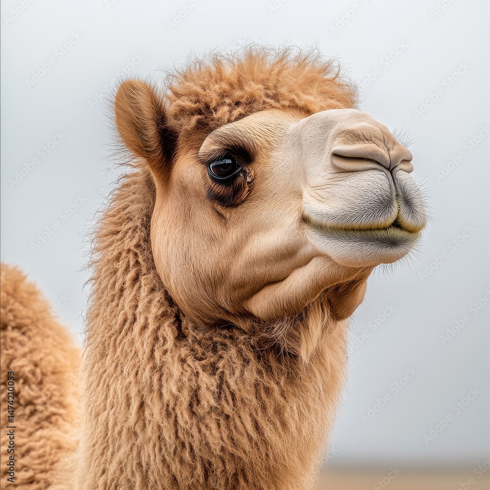 Fototapeta premium Close up Portrait of a Calm Bactrian Camel