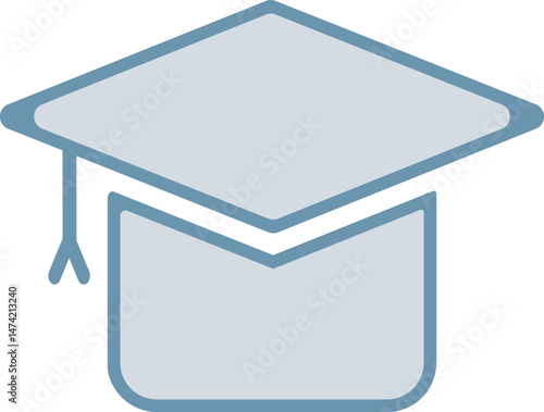 Graduation Cap Icon | Minimal Flat Vector Illustration on White Background for Education Themes
