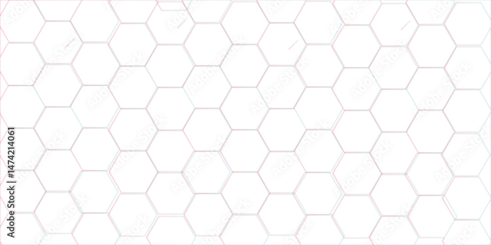 Naklejka premium Abstract background of hexagon. White honeycomb with a gradient color. Isometric geometry. Hexagonal 3d vector grid tile and mosaic structure simple style hexagonal graphic concept.