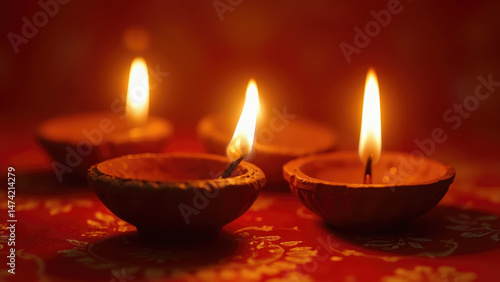 Traditional lamps illuminating dark space during celebration