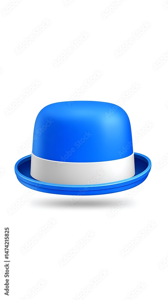 Fototapeta premium Vibrant Blue Bowler Hat: 3D Render, Smooth Texture