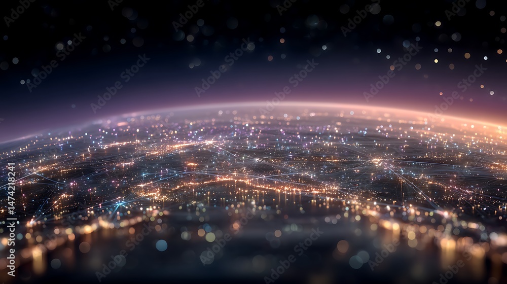 Obraz premium Night Cityscape Global Urban Glow from Space.