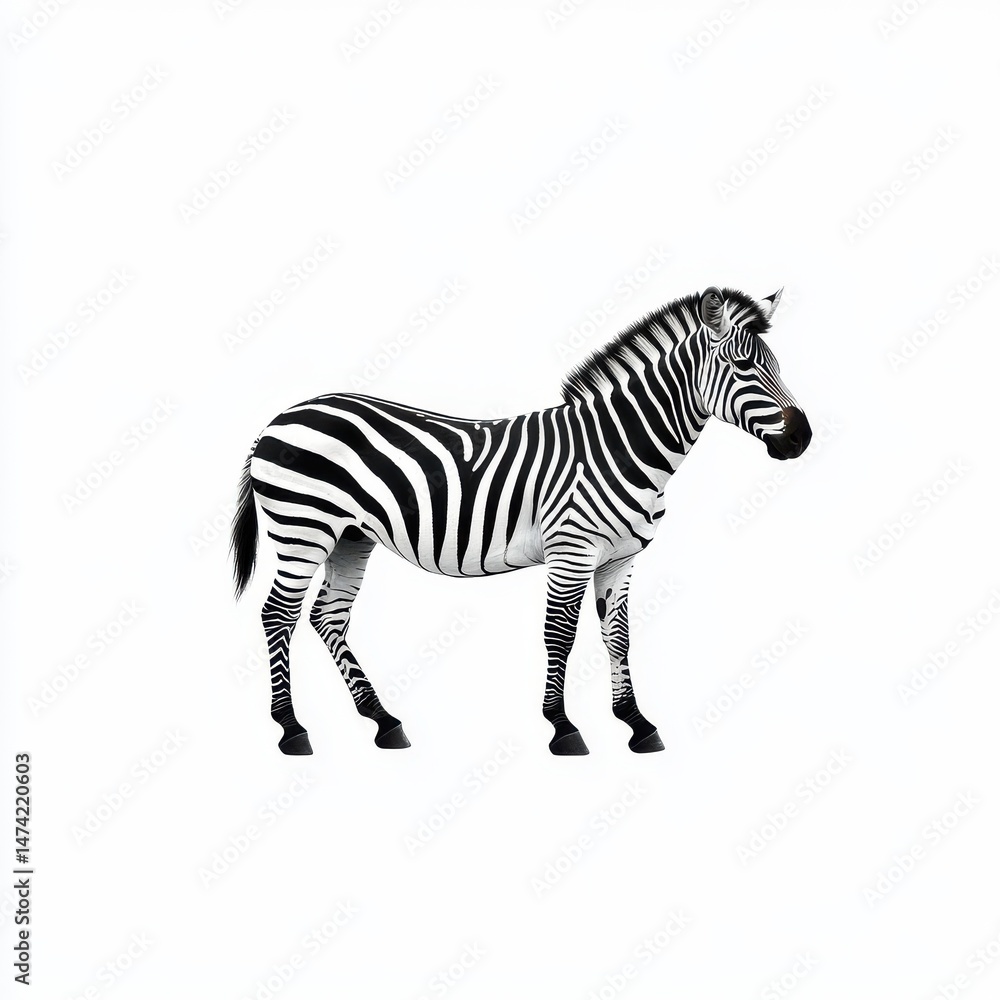 Fototapeta premium Profile View of a Zebra on White Background