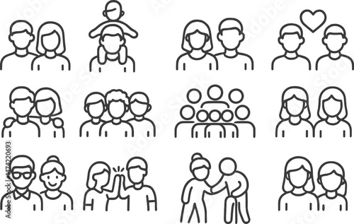 Diversity and inclusion vector illustration featuring various icons representing different aspects of social awareness and community engagement