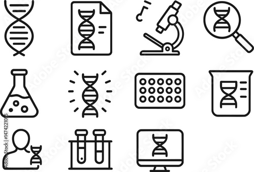 Senior care outline icons featuring various activities, support, and health services for elderly individuals in a healthcare context