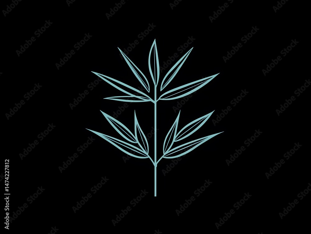 Fototapeta premium <Nature-Inspired Minimalist Leaf Illustration: Botanical Greenery for Eco-Friendly Decor>