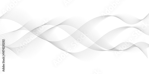 Abstract wave blend lines on transparent background. Design for banner, wallpaper, background and many more. Undulate Grey Wave Swirl, frequency sound wave, twisted curve lines with blend effect.	
