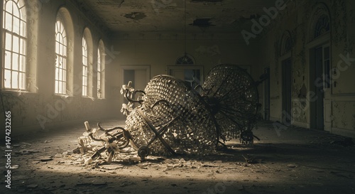 Broken Chandelier in Abandoned Room
