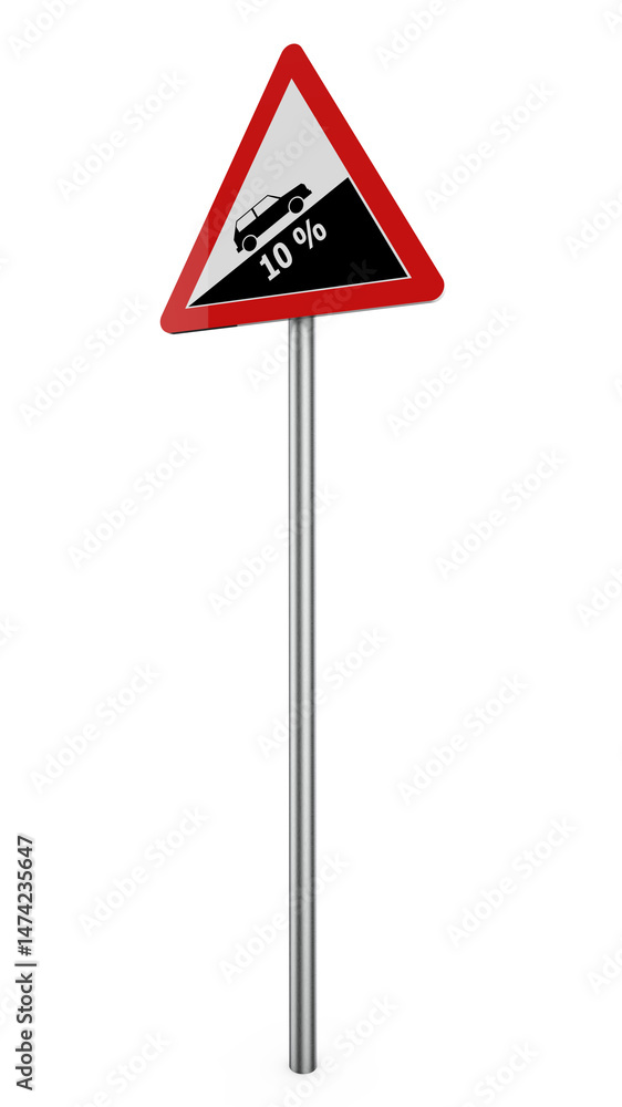 3D Traffic warning sign isolated on transparent background 3D Traffic warning sign isolated on transparent background