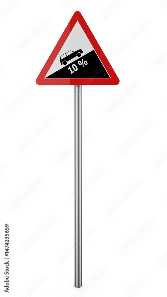 3D Traffic warning sign isolated on transparent background 3D Traffic warning sign isolated on transparent background