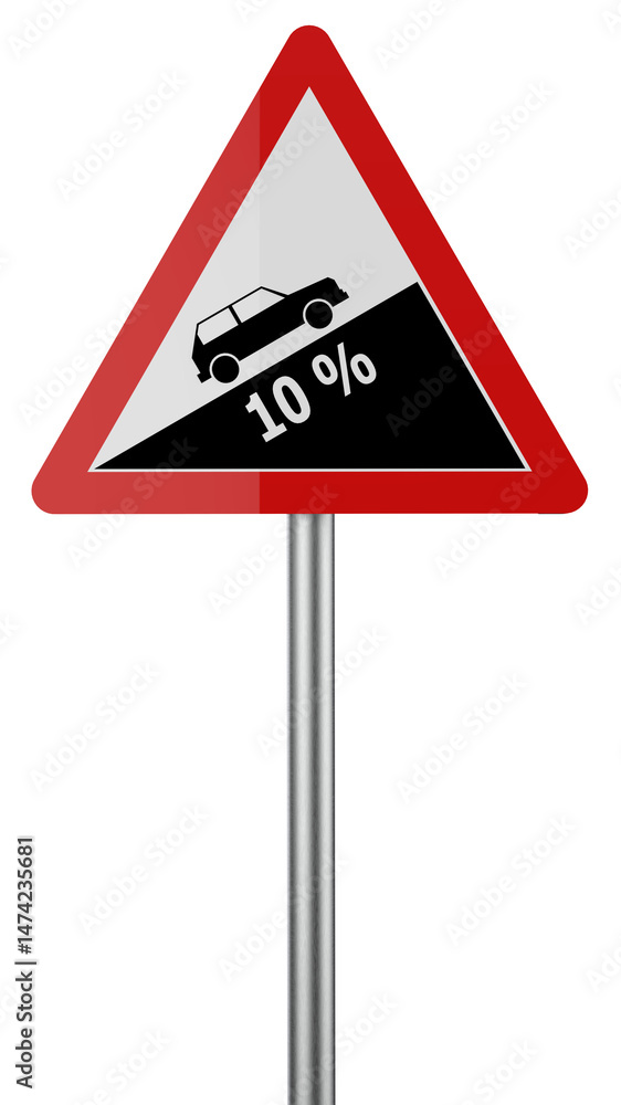 3D Traffic warning sign isolated on transparent background 3D Traffic warning sign isolated on transparent background