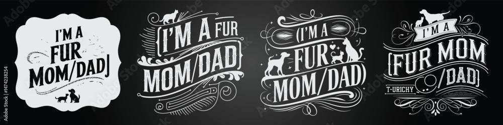 Fototapeta premium Vintage Blackboard Frame with Cute Animals and Typography Elements