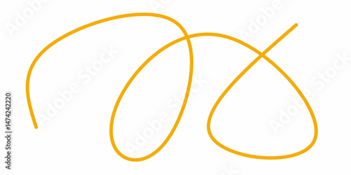 orange wavy curly line vector. orange wavy line stroke. Swoosh, swash underline stroke. Abstract orange wavy thin line. Scribble element.