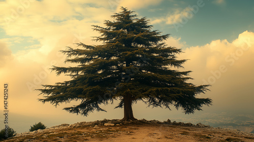 Hilltop Lonely Lebanese Cedar Tree