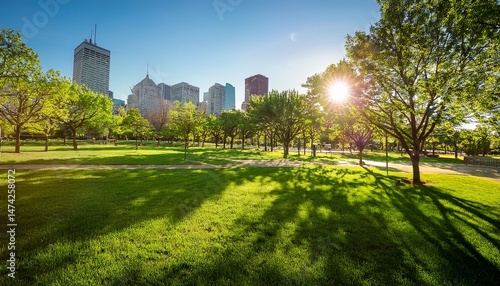 montreal urban park lush greenery midday sun