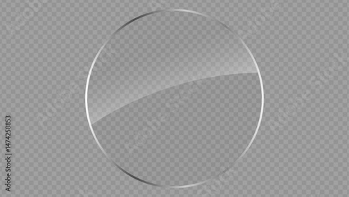Transparent Glossy Glass Circle – UI Button Element on Transparent Background
