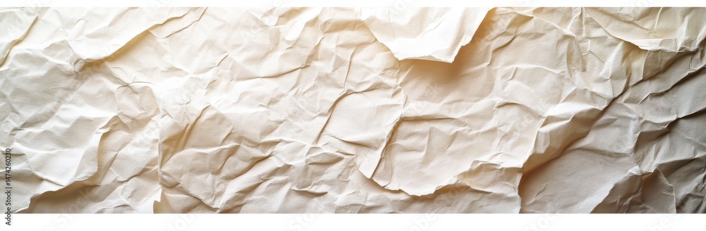 Obraz premium Crumpled Beige Paper Texture Abstract Background