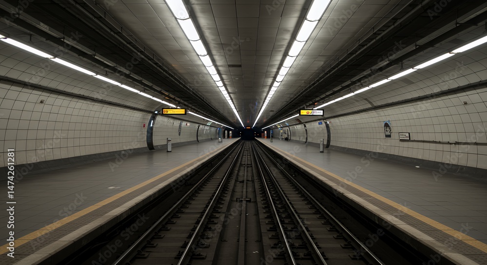 Obraz premium Subway Station Platform Tracks Underground Train