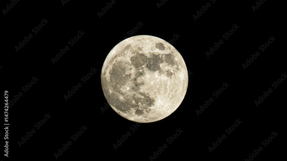 Fototapeta premium Full moon, night sky, detailed surface
