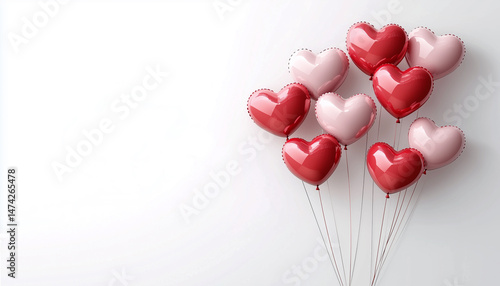 Heart-shaped balloon on white background