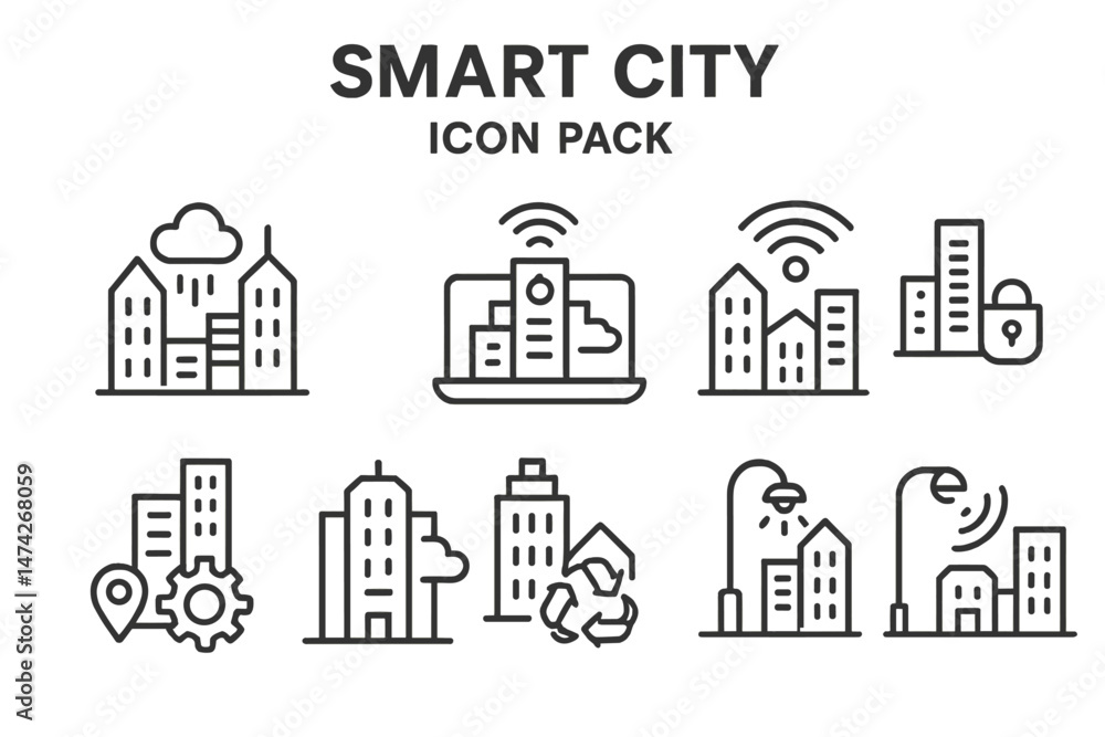 Smartphone interface outline icons collection for user-friendly design and application development