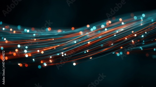 Abstract background depicting a blue light streak, representing fiber optic speed lines and futuristic 5g or 6g technology for wireless data transmission and high-speed internet