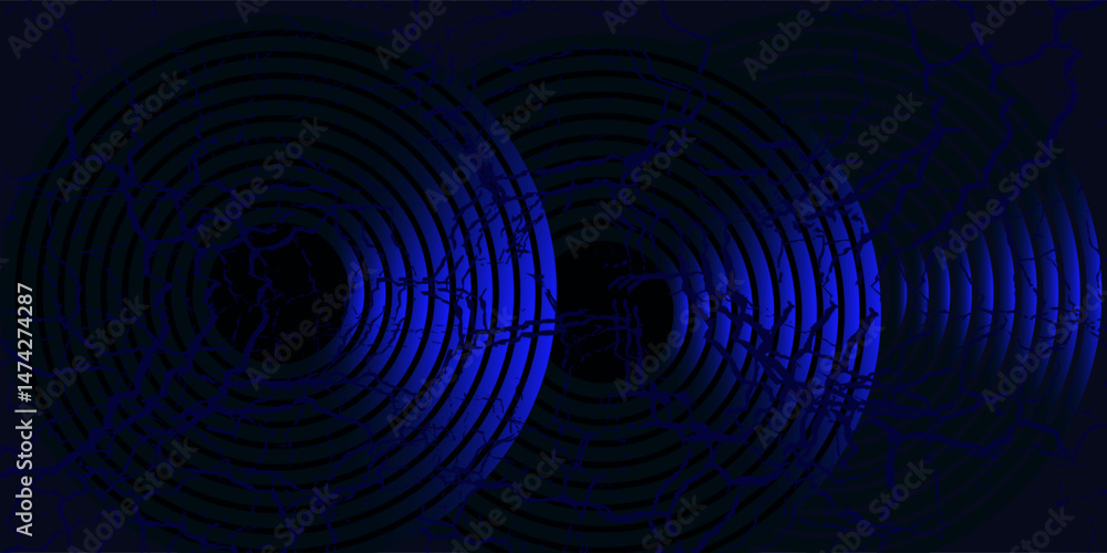 Fototapeta premium Dark blue circle line abstract background. Shiny blue circle geometric lines with future technology concept. Vector illustration