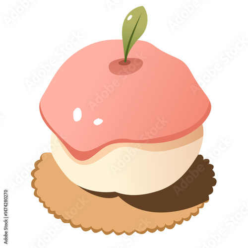 Melting peach yogurt mousse cake illustration