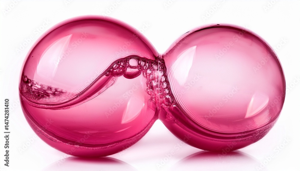 Fototapeta premium realistic pink soap bubble isolated on white background pink liquid