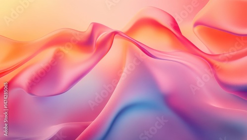 Wallpaper Mural Abstract, fluid forms in soft, vibrant hues of pink, orange, and blue, suggesting movement and folds of fabric.  Delicate gradients blend seamlessly Torontodigital.ca