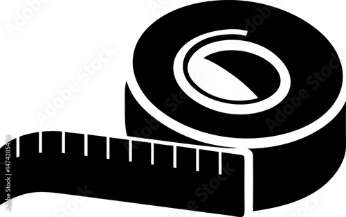 Measuring Tape Roll Silhouette Vector   