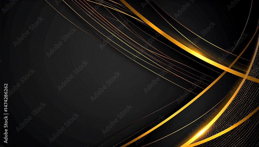 Fototapeta premium Dynamic golden waves abstract digital artwork modern design futuristic aesthetic close-up view