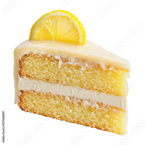 Obraz na płótnie piece of cake with lemon isolated on transparent background w salonie
