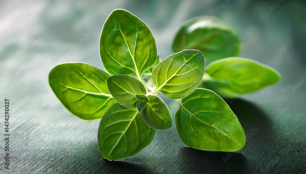 fresh green oregano sprig close up fresh green oregano sprig close up